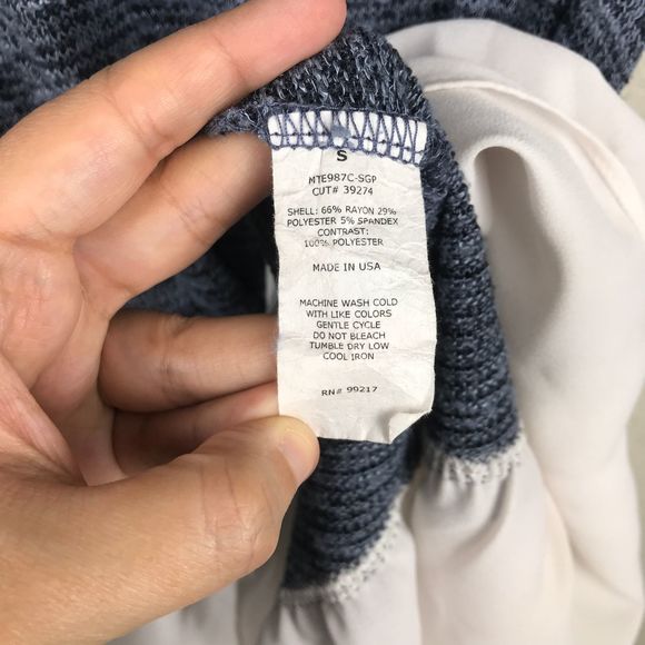 Moa Moa Blue Cold Shoulder Sweater Top Ruffles - Picture 6 of 6